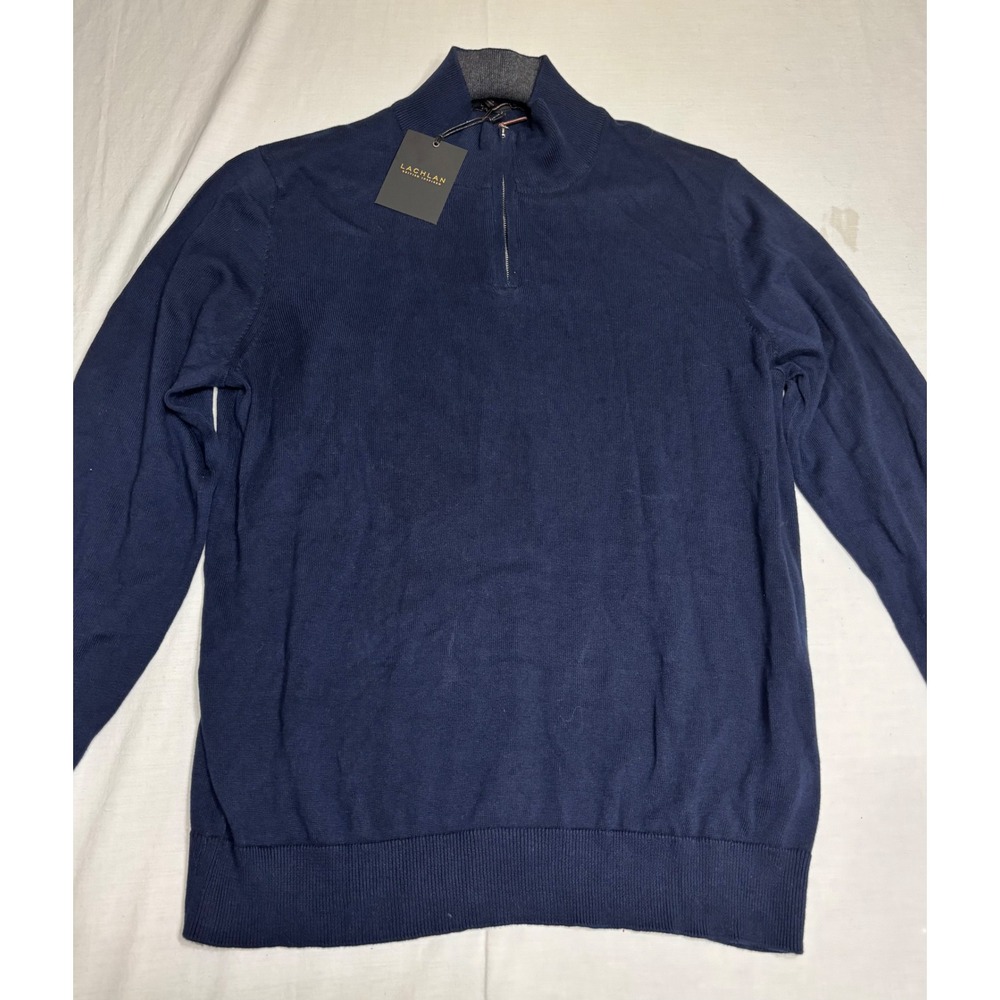 Lachlan British Inspired Mens XL Navy Blue Quarter Zip Pullover Sweater New